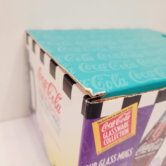 Vtg 1996 Coca Cola Indiana Glass Company 4 Mug Collection BOX ONLY - Picture 3 of 7